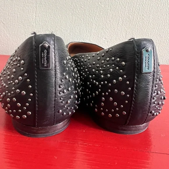 Coach black leather studded flats sz 10 🤩 - Picture 5 of 10